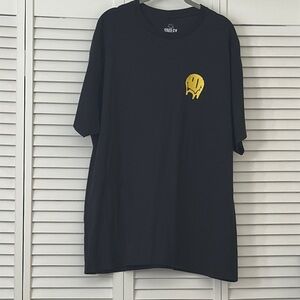 Black and Yellow Short Sleeve Tee with Smiley Design